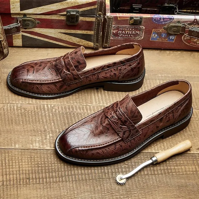 Men's Leather Hand-Sewn Flats Loafers Men's Monk Comfy Walking Slipers Shoes for Formal Business