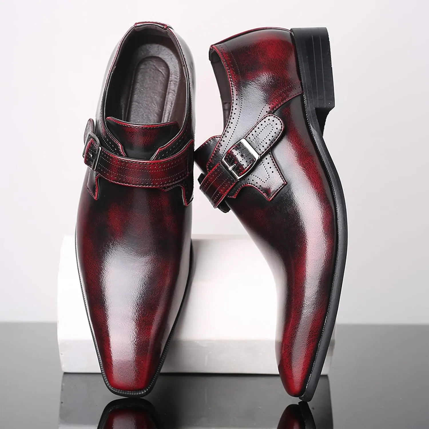 Men's Leather Lace Up Oxford Shoes Classic Round Toe Soft Bottom Slip-On Business Work Loafers Fashion Breathable Prom Business Wedding Dress Shoes