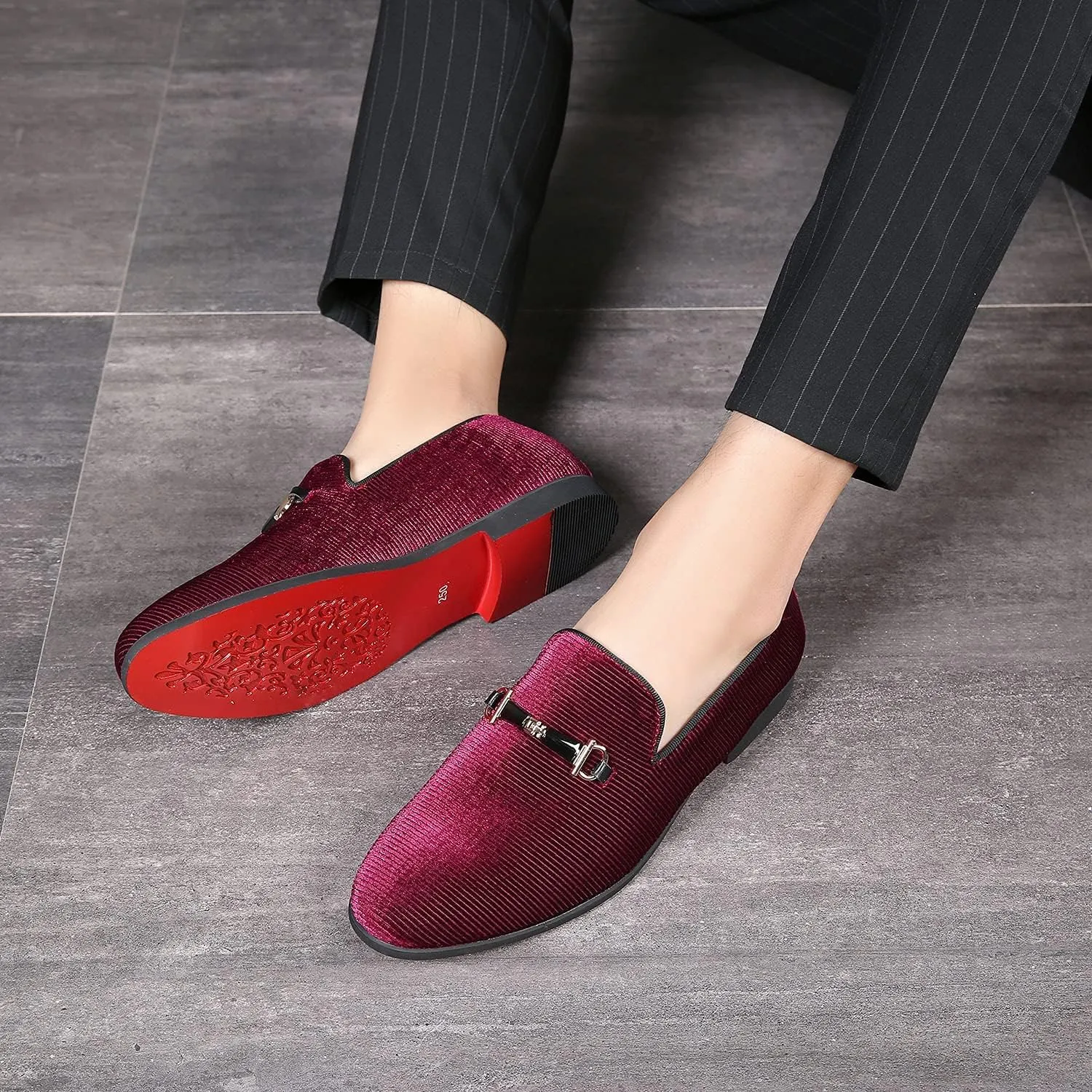 Men's Loafers Vintage Slip on Suede Dress Shoes Velvet Dress Loafers Size 7-13