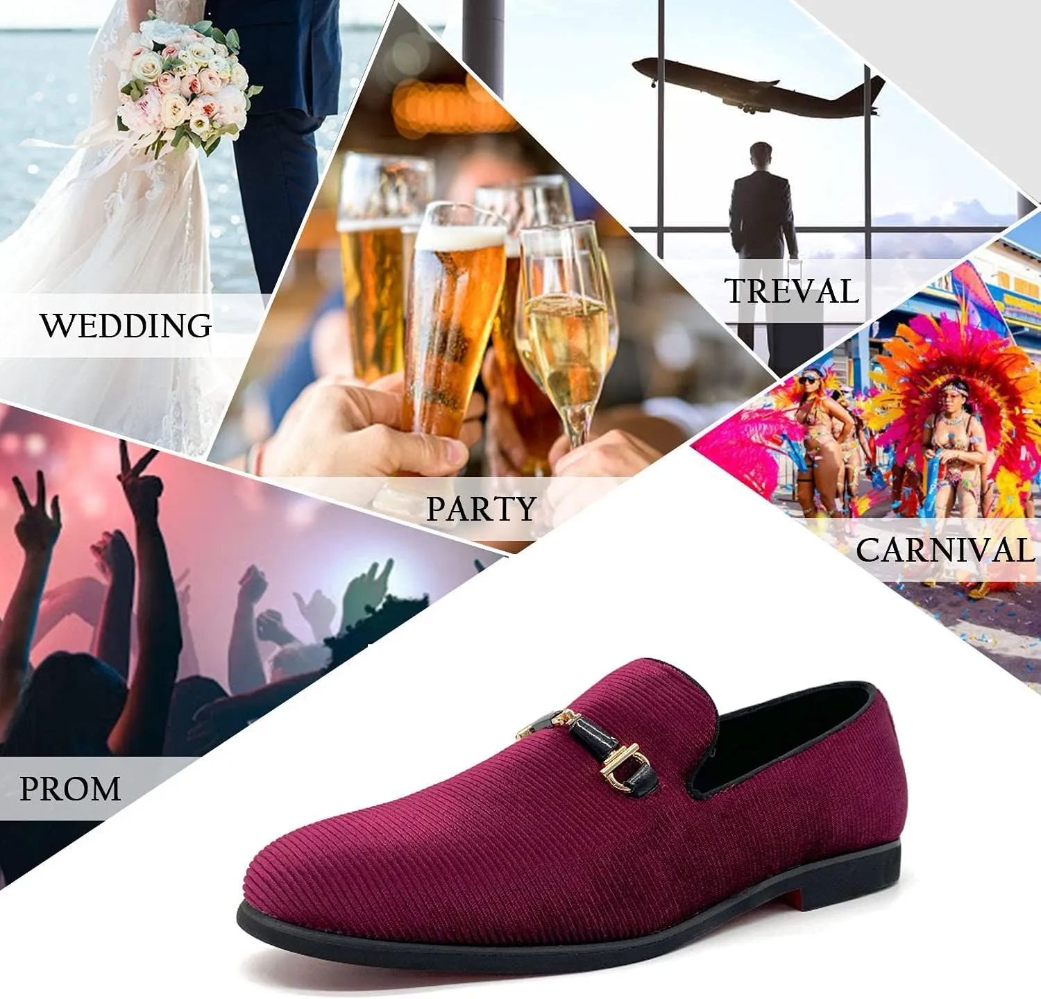 Men's Loafers Vintage Slip on Suede Dress Shoes Velvet Dress Loafers Size 7-13