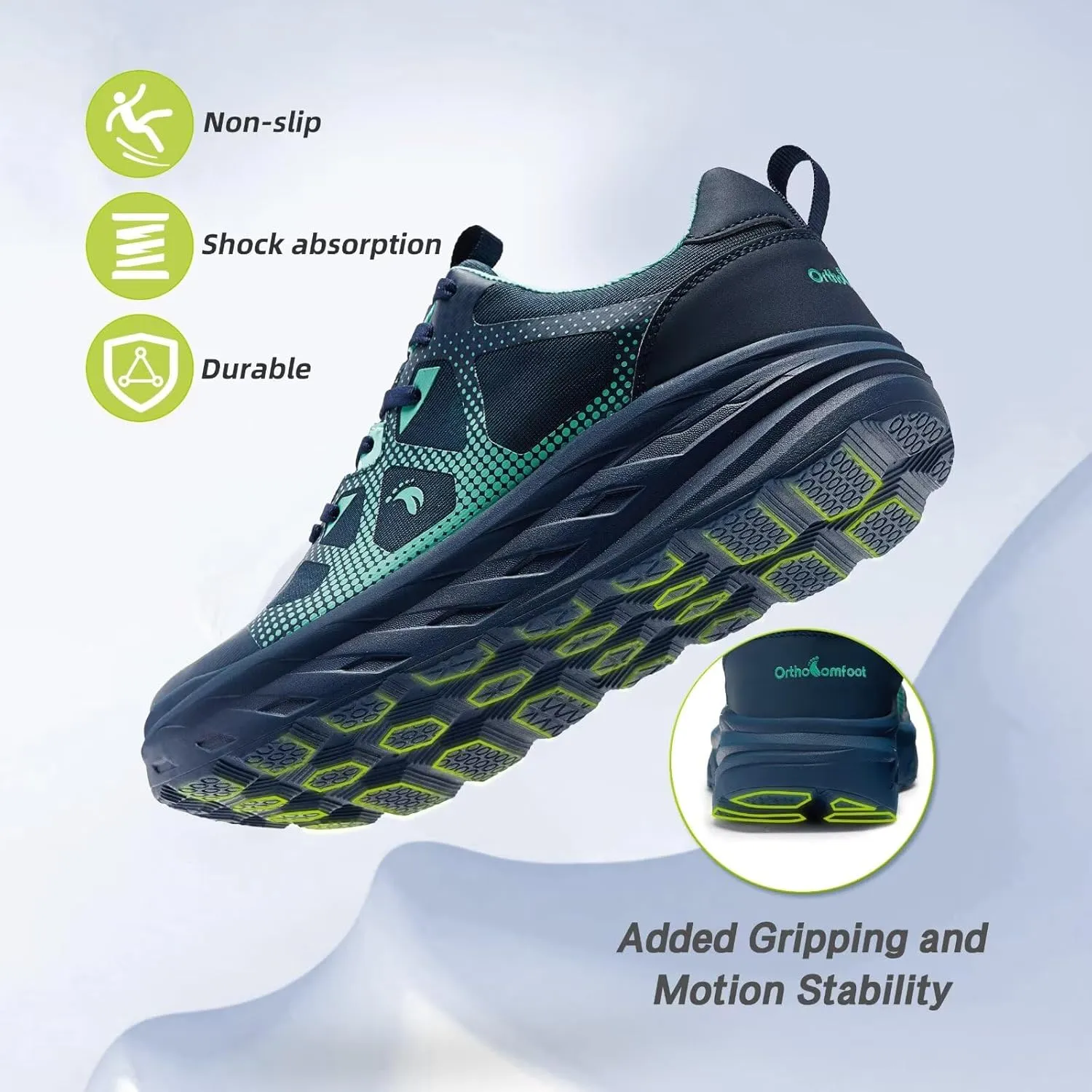 Men's Orthopedic Diabetic Wide Running Shoes: Comfortable Casual Arch Support Plantar Fasciitis Sports Sneakers, High Arch Swollen Outdoor Work Tennis Walking Shoes for Foot and Heel Pain Relief