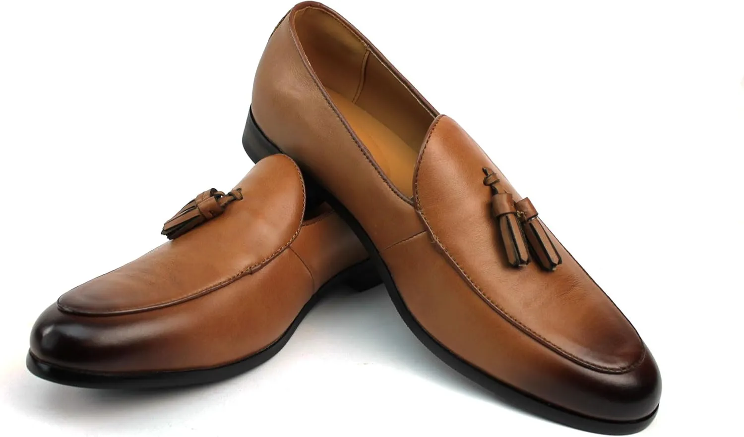 Men's Slip On Real Leather Loafer Tassel Dress Shoes