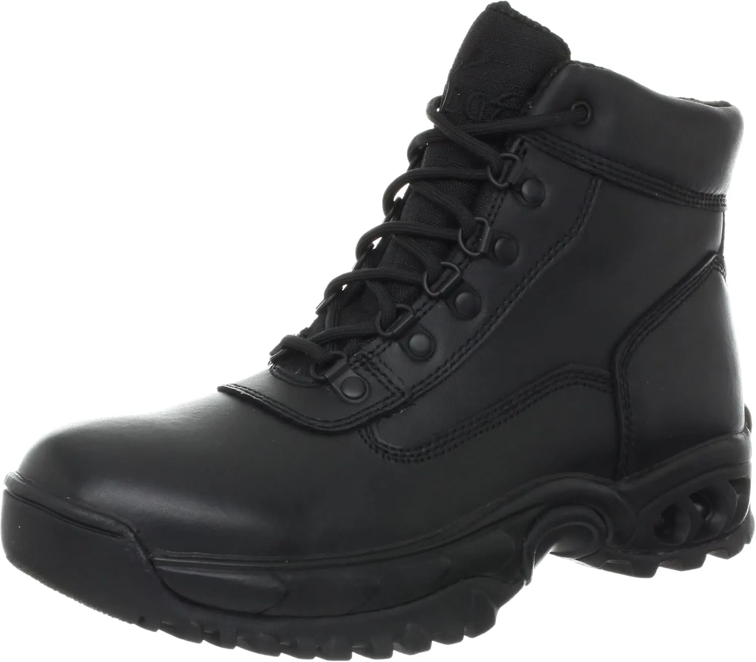 Men’s Tactical Waterproof Work Boots Air-Tac Mid 6” with Zipper - Oil & Slip Resistant Black Leather Boots