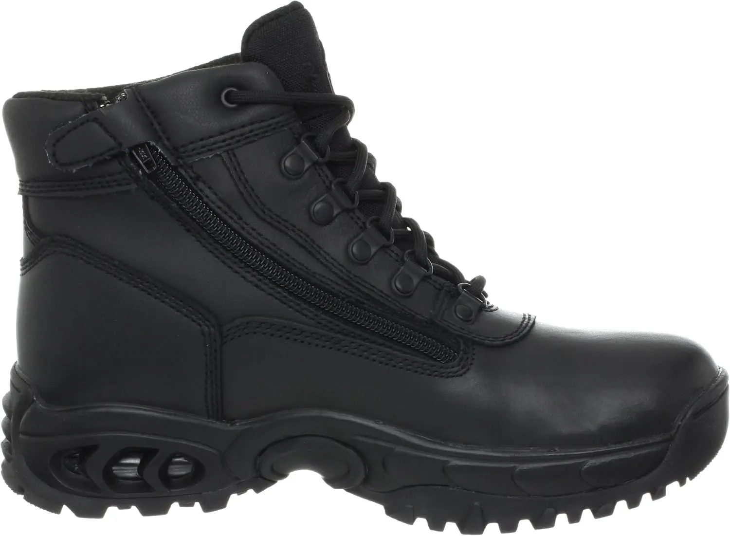 Men’s Tactical Waterproof Work Boots Air-Tac Mid 6” with Zipper - Oil & Slip Resistant Black Leather Boots