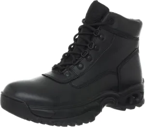 Men’s Tactical Waterproof Work Boots Air-Tac Mid 6” with Zipper - Oil & Slip Resistant Black Leather Boots