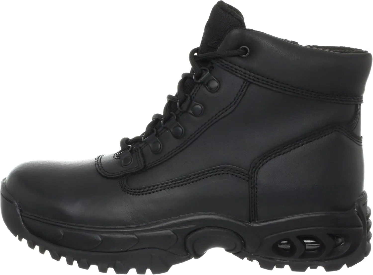 Men’s Tactical Waterproof Work Boots Air-Tac Mid 6” with Zipper - Oil & Slip Resistant Black Leather Boots