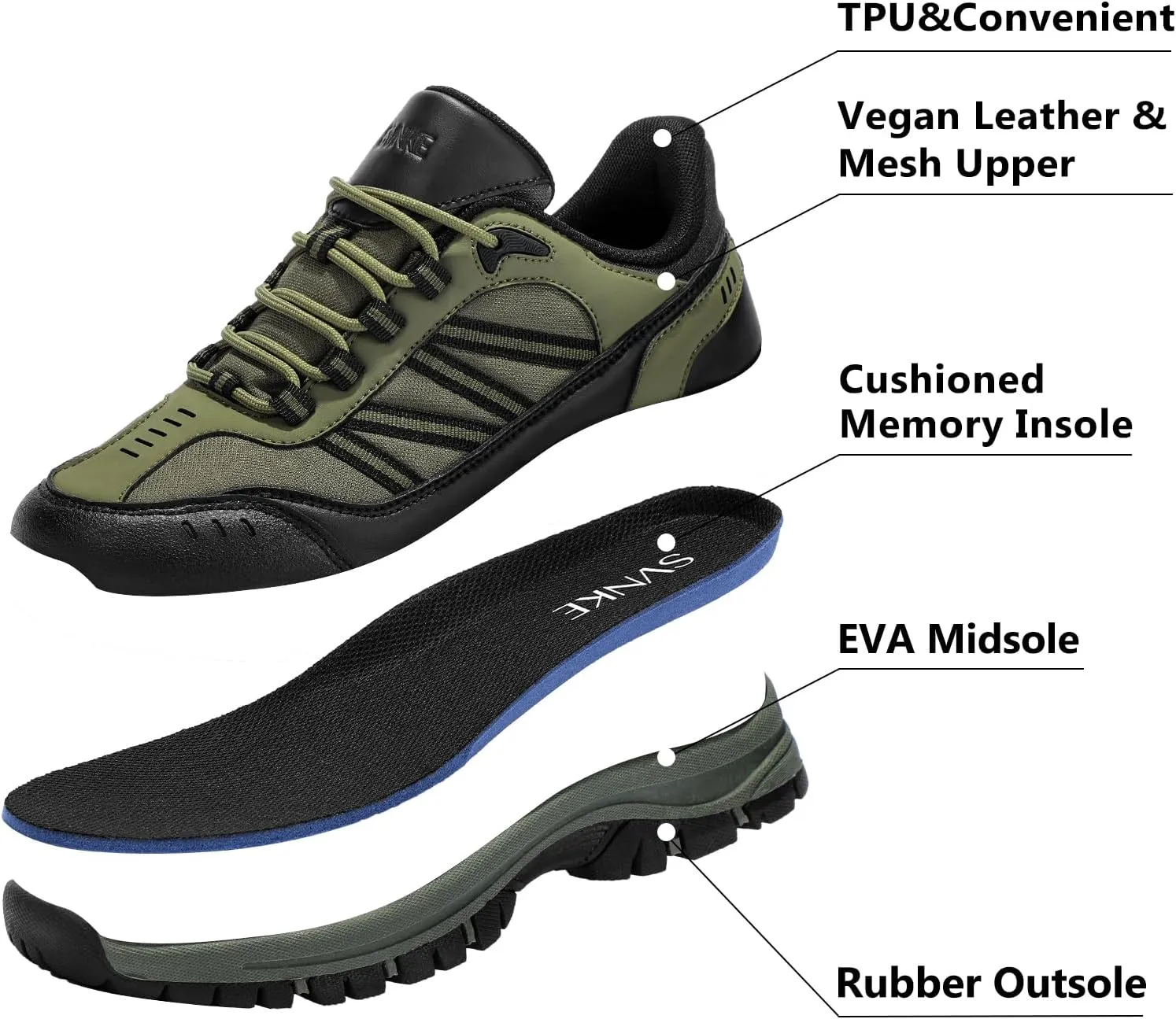 Men's Walking Shoes Fashion Tennis Casual Hiking Lace-Up Comfortable Sneakers