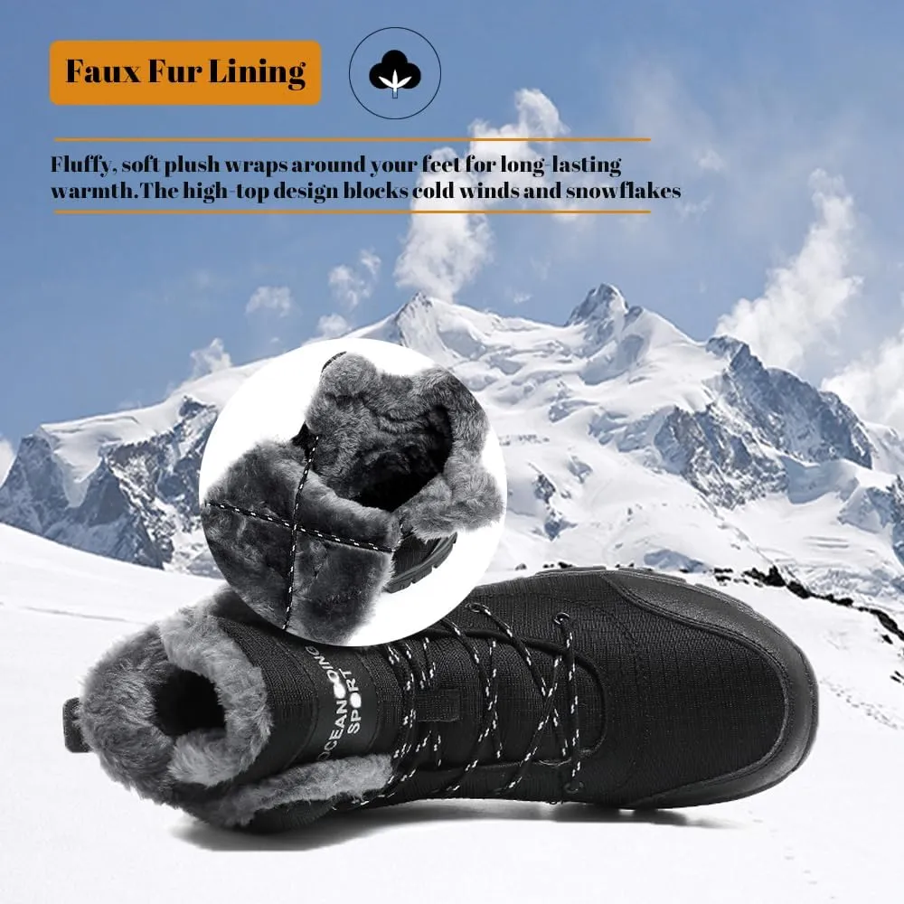 Men's Warm Winter Snow Boots for Hiking: Water Resistant Work Ankle Shoes for Outdoor - Non Slip Trekking Boot for Men