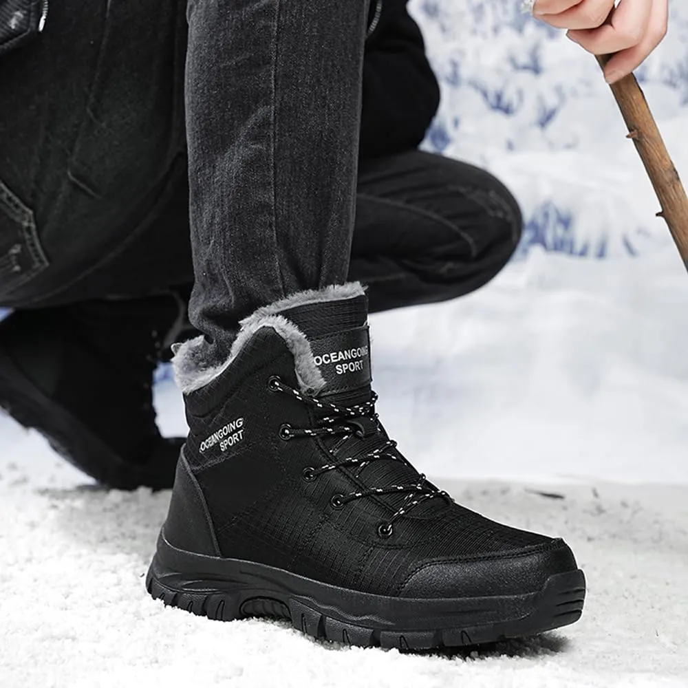 Men's Warm Winter Snow Boots for Hiking: Water Resistant Work Ankle Shoes for Outdoor - Non Slip Trekking Boot for Men
