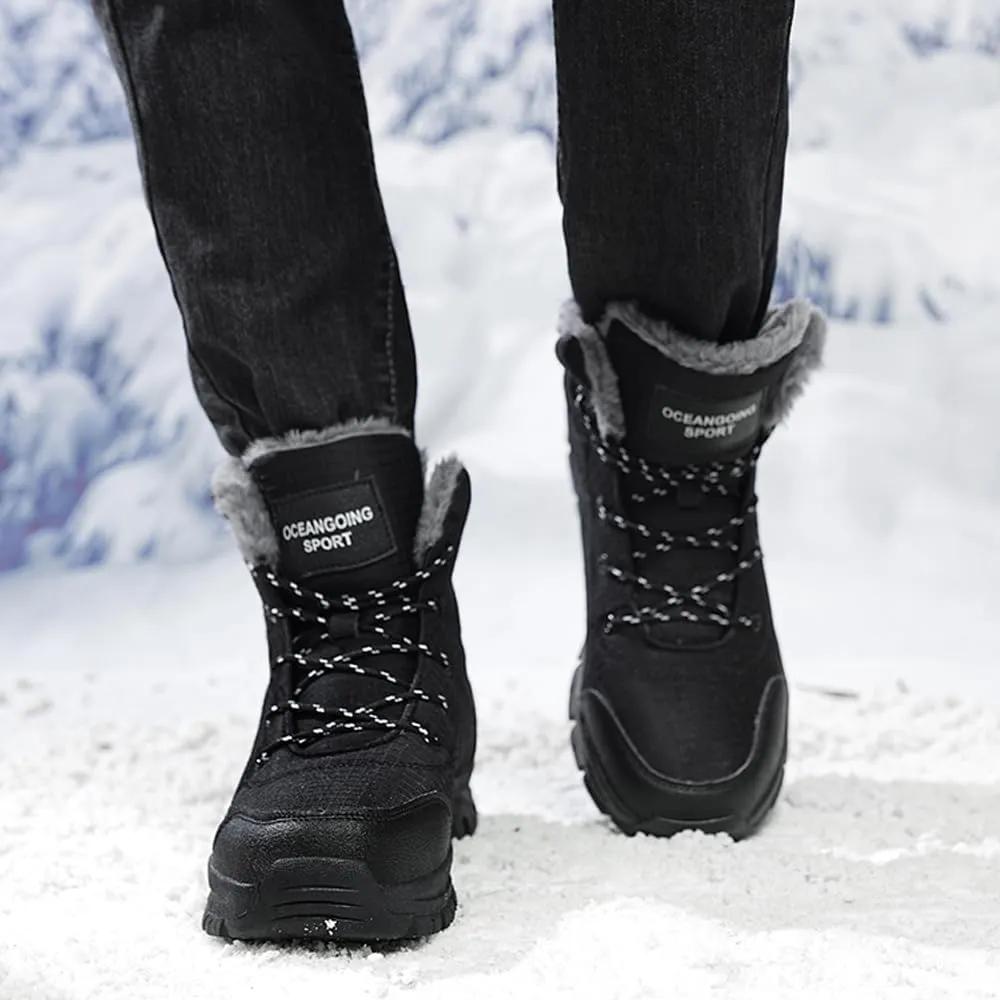 Men's Warm Winter Snow Boots for Hiking: Water Resistant Work Ankle Shoes for Outdoor - Non Slip Trekking Boot for Men