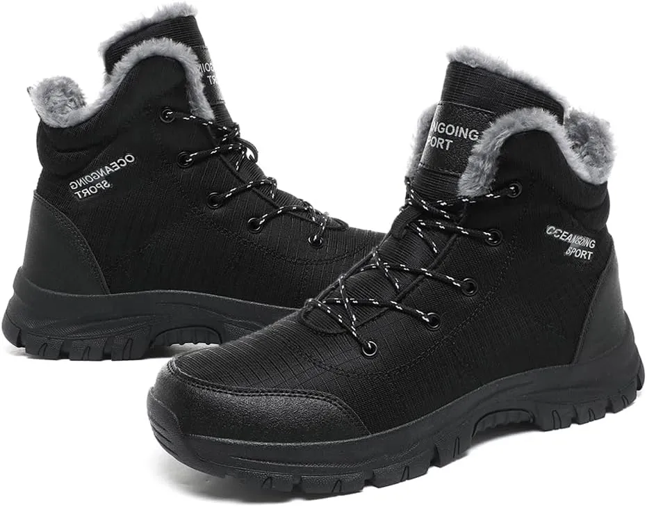 Men's Warm Winter Snow Boots for Hiking: Water Resistant Work Ankle Shoes for Outdoor - Non Slip Trekking Boot for Men