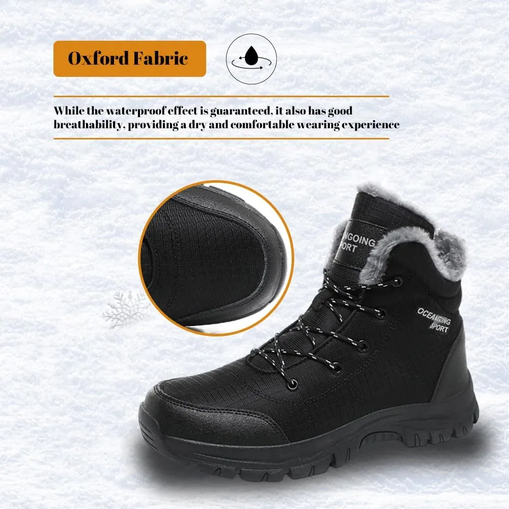 Men's Warm Winter Snow Boots for Hiking: Water Resistant Work Ankle Shoes for Outdoor - Non Slip Trekking Boot for Men