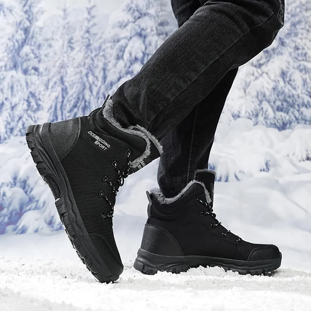 Men's Warm Winter Snow Boots for Hiking: Water Resistant Work Ankle Shoes for Outdoor - Non Slip Trekking Boot for Men