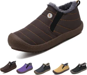 Men's Waterproof Warm Plush Lined Outdoor Snow Ankle Boots,Anti-Slip Slip-on Lightweight Winter Shoes