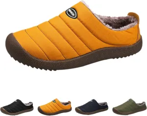 Mens Winter Boots Waterproof Snow Shoes, Unisex Hiking Footwear Slip-On Ankle Booties, High Top Womens Warm Slippers with Fuzzy Plush Lining Non-Slip Fur Lined Outdoor Sneakers