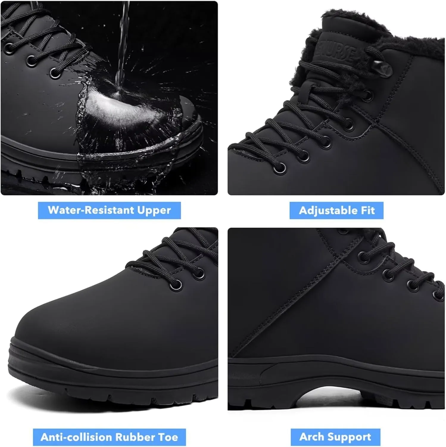 Mens Winter Snow Boots Water Resistant Warm Fur Lined Anti Slip Work Ankle Shoes Casual Lightweight Hiking Outdoor Trekking Boot