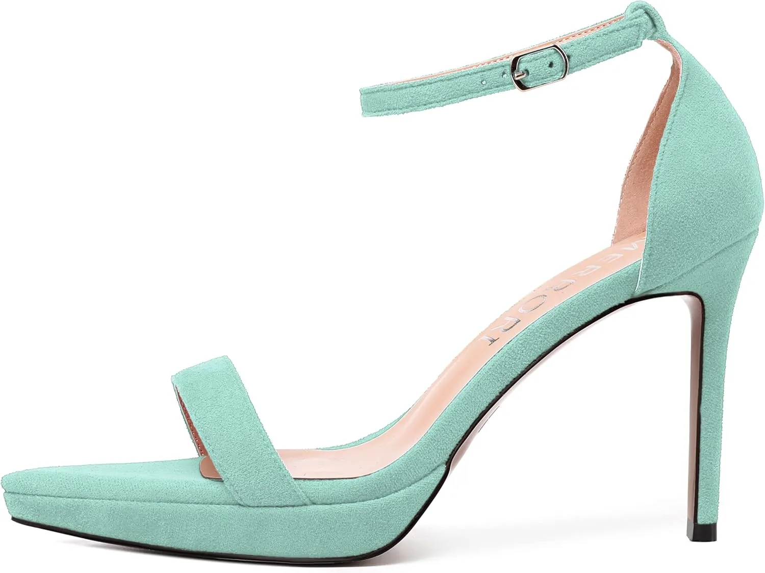 MERRORI Womens Ankle Strap Platform Women Heels Suede Women Heels Fashion Open Toe Dating Stiletto High Heel Sandals 4 Inch