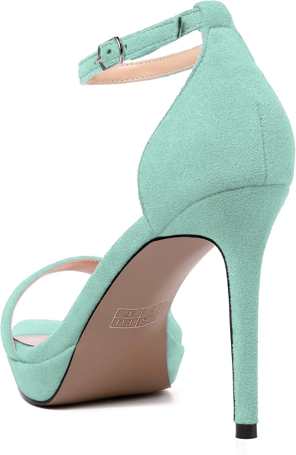 MERRORI Womens Ankle Strap Platform Women Heels Suede Women Heels Fashion Open Toe Dating Stiletto High Heel Sandals 4 Inch