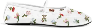 Mesh Ballet Flats for Women Embroidered Floral Mary Jane Flats Comfortable Casual Daily Dress Ballerina Shoes
