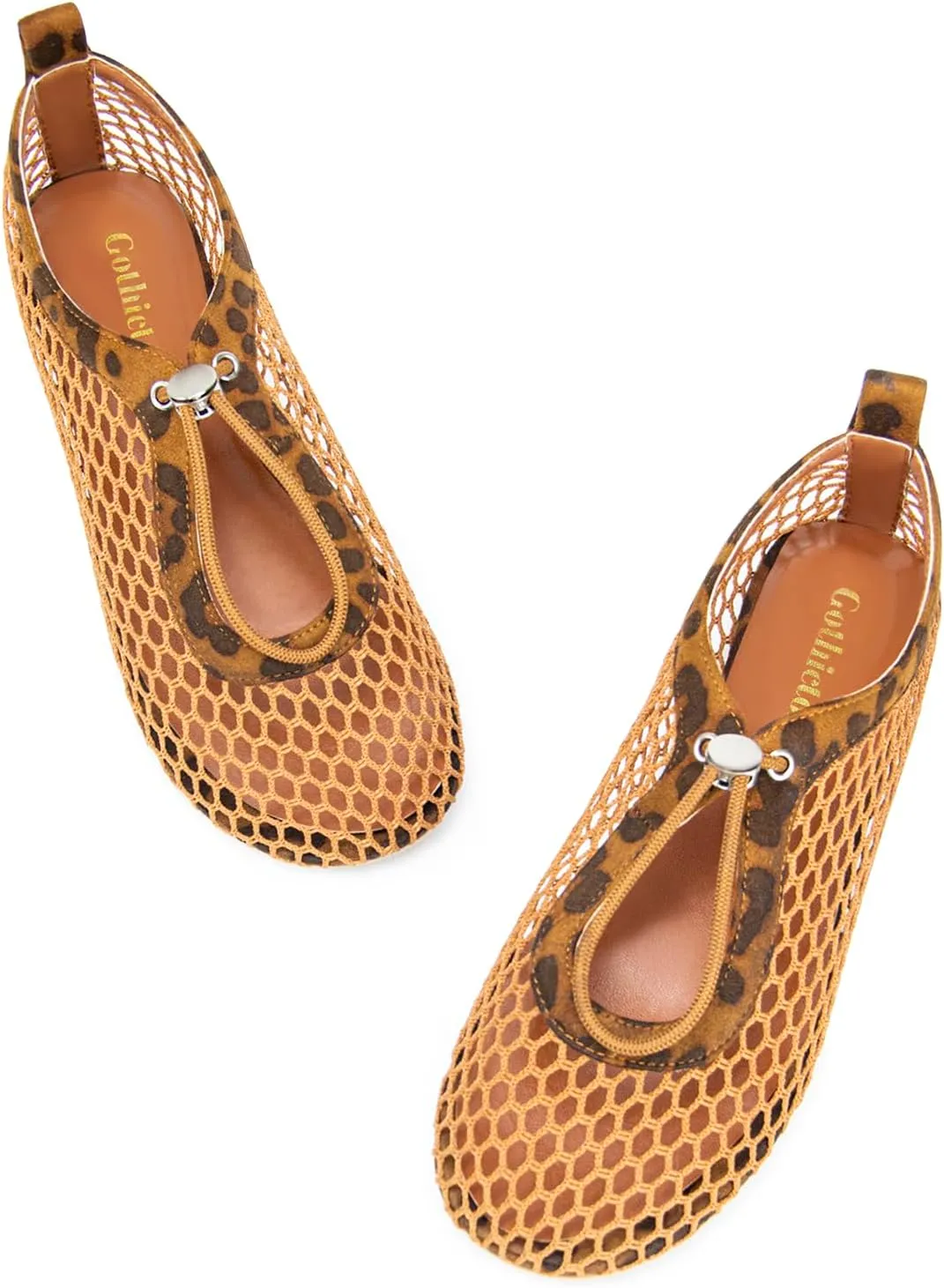 Mesh Ballet Flats for Women Round Toe Fishnet Mary Jane Flats Buckle Strap Casual Comfortable Office Ballerina Shoes