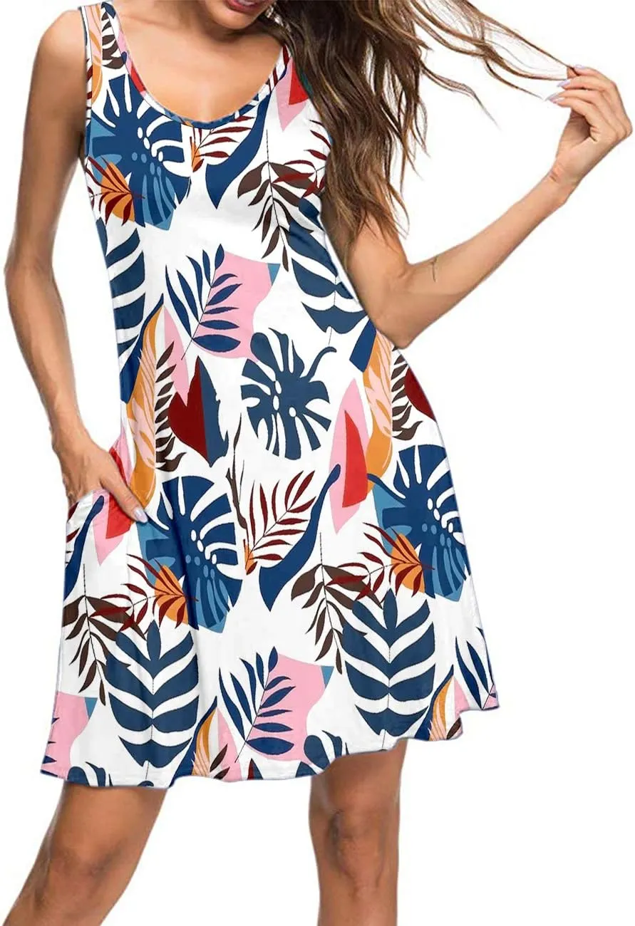 MISFAY Women's Summer Casual T Shirt Dresses Beach Cover up Tank Dress