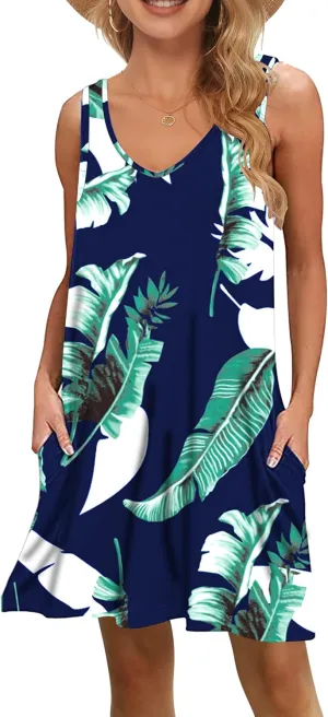 MISFAY Women's Summer Casual T Shirt Dresses Beach Cover up Tank Dress