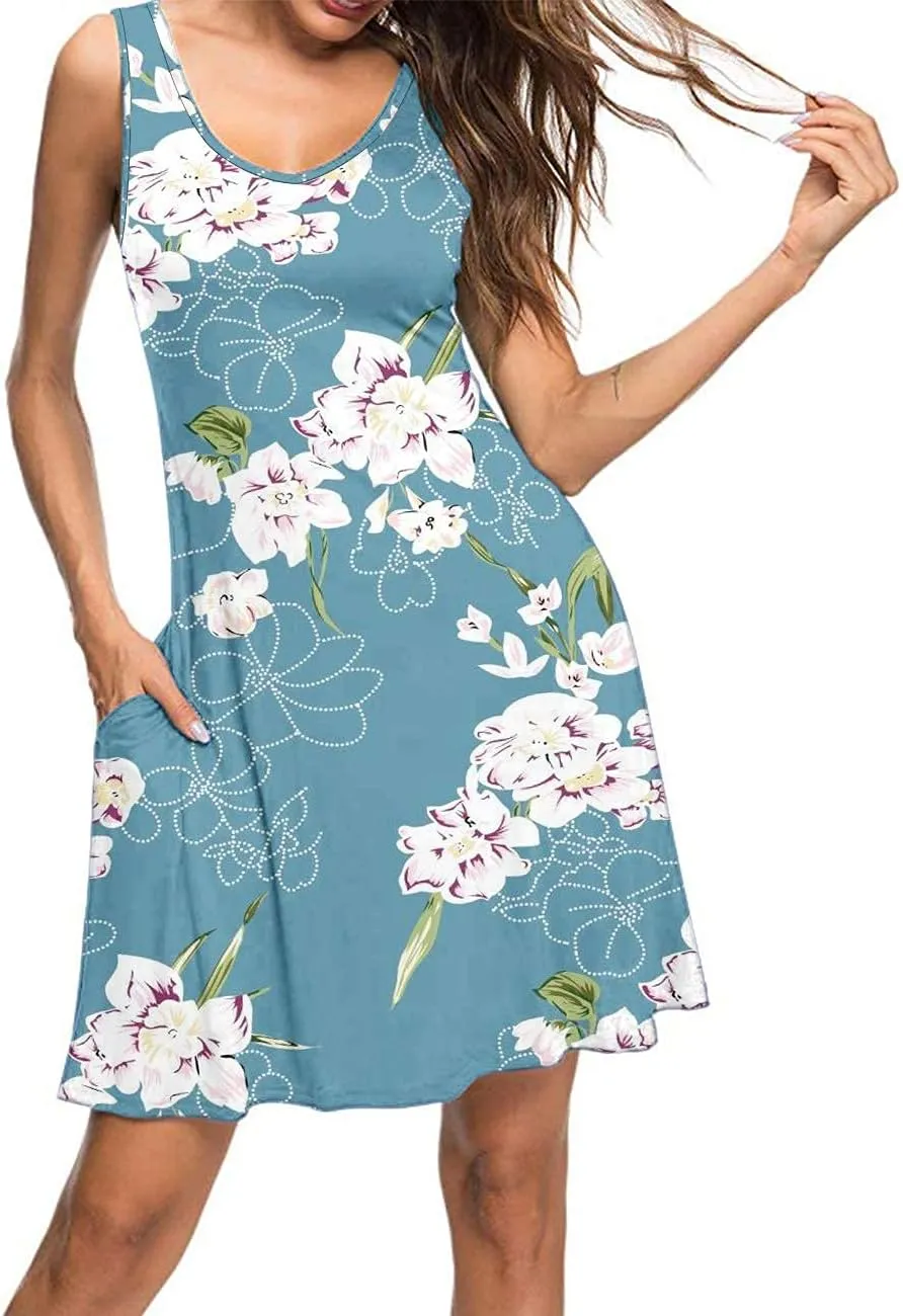 MISFAY Women's Summer Casual T Shirt Dresses Beach Cover up Tank Dress