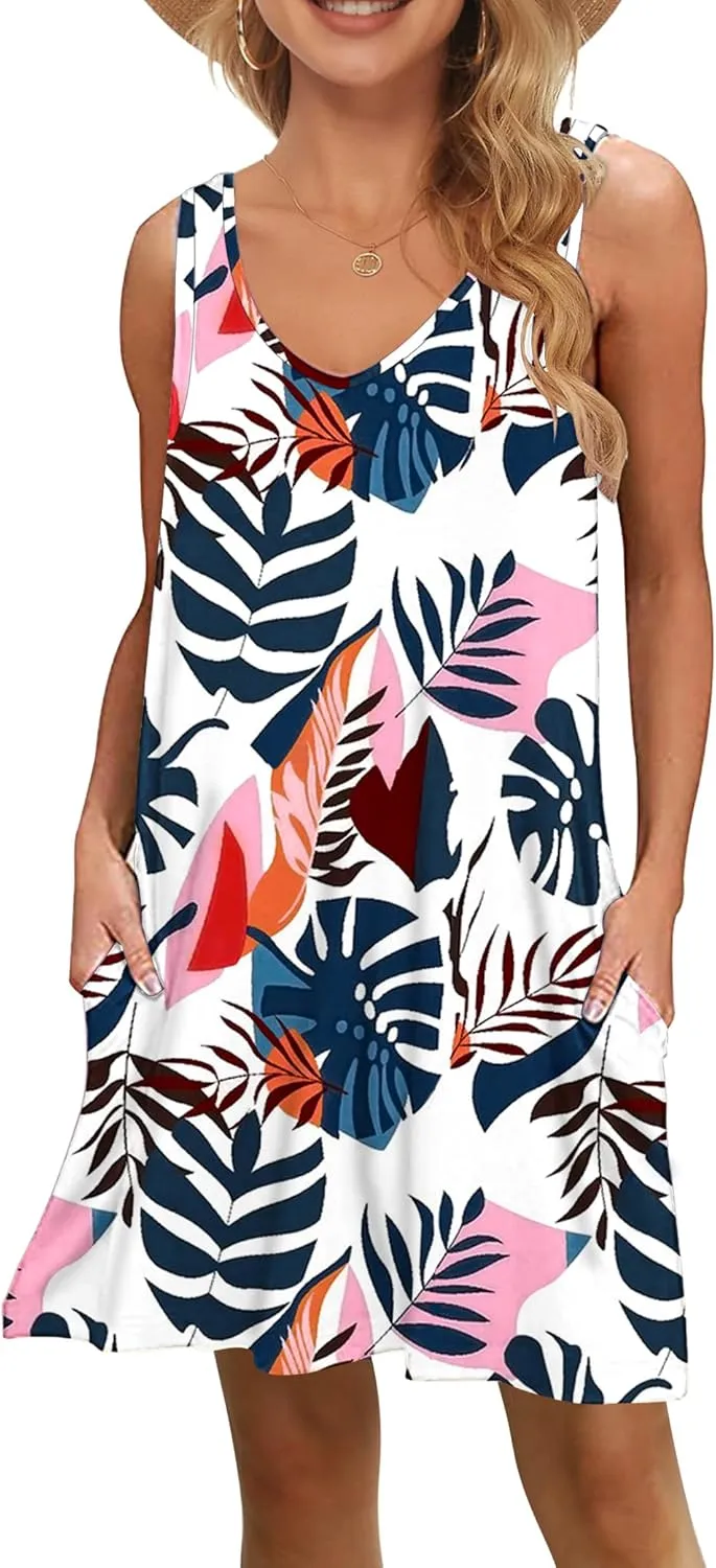 MISFAY Women's Summer Casual T Shirt Dresses Beach Cover up Tank Dress