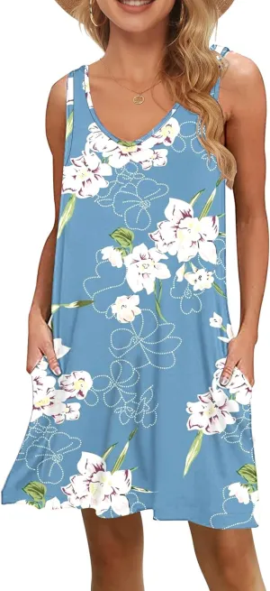 MISFAY Women's Summer Casual T Shirt Dresses Beach Cover up Tank Dress