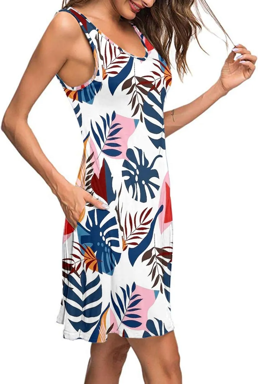 MISFAY Women's Summer Casual T Shirt Dresses Beach Cover up Tank Dress
