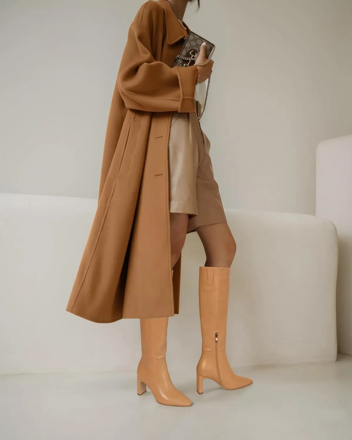 MUCCCUTE Knee High Boots for Women Tall Boots Chunky Heel Square Toe with Side Zipper Pull On Fall Long Boots