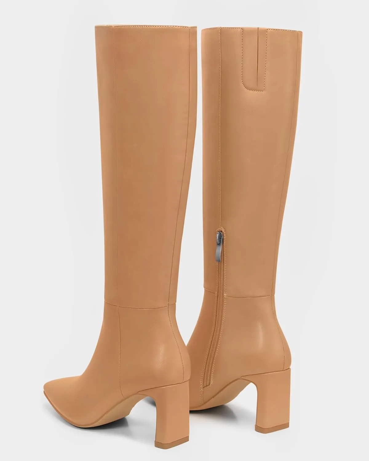 MUCCCUTE Knee High Boots for Women Tall Boots Chunky Heel Square Toe with Side Zipper Pull On Fall Long Boots