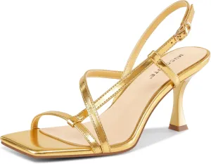 MUCCCUTE Strappy Kitten Heels for Women Square Open Toe Heeled Sandals Ankle Strap Party Prom Wedding Dressy