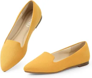 MUSSHOE Flats for Women Dressy Comfortable Ballerina Flats Pointed Toe Slip-on Casual Business Shoes Work Shoes for Women
