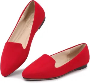 MUSSHOE Flats for Women Dressy Comfortable Ballerina Flats Pointed Toe Slip-on Casual Business Shoes Work Shoes for Women