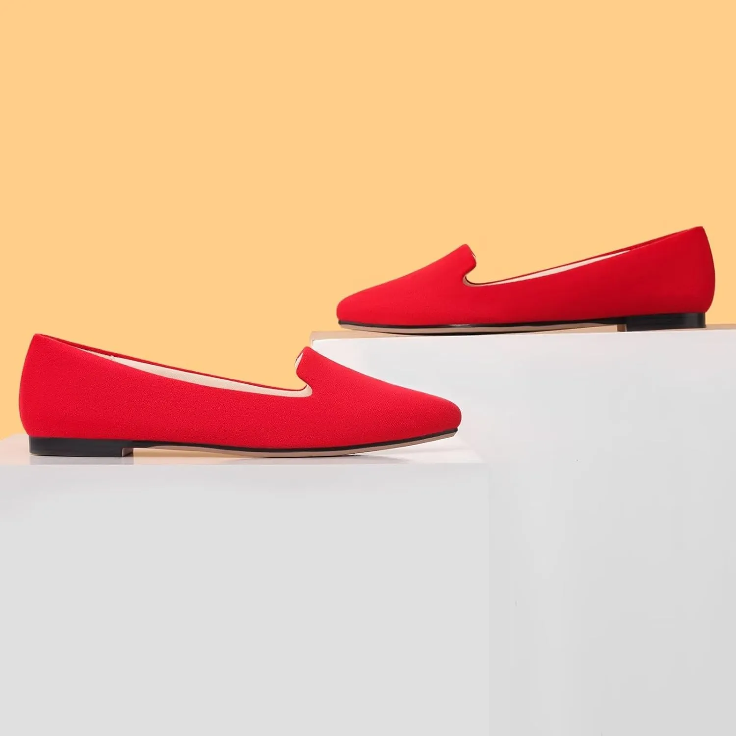 MUSSHOE Flats for Women Dressy Comfortable Ballerina Flats Pointed Toe Slip-on Casual Business Shoes Work Shoes for Women