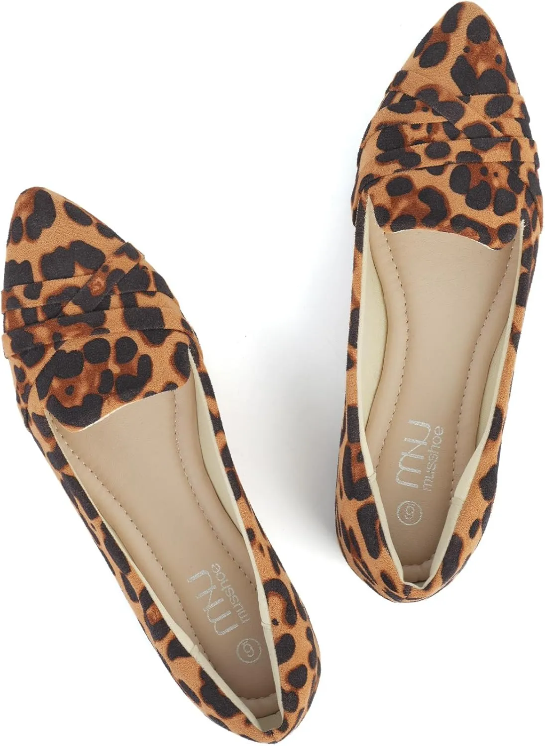 MUSSHOE Flats Shoes Women Dressy Pointed Toe Slip on Microfiber Comfortable Women's Flats Ballet Flats for Women