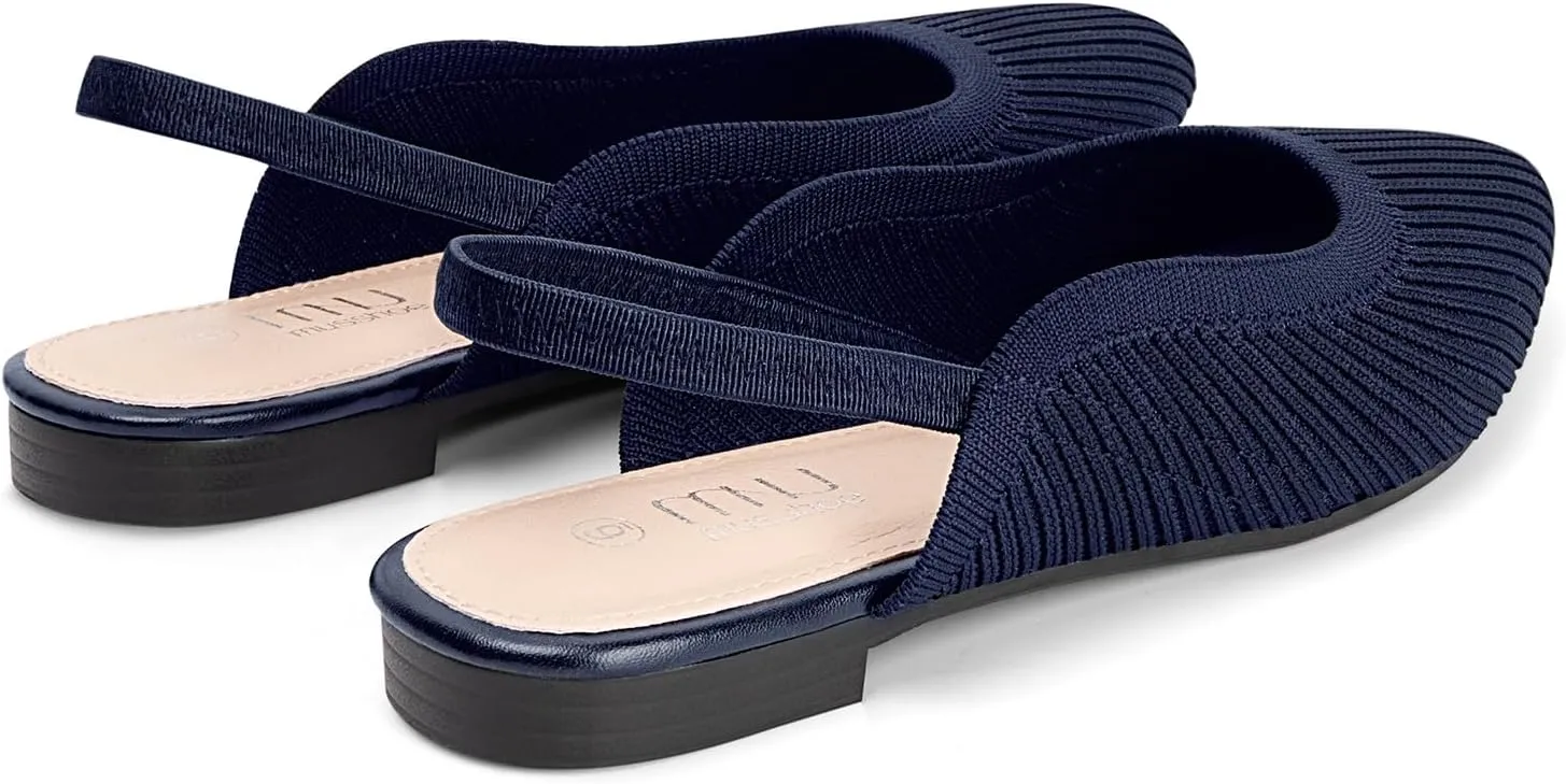 MUSSHOE Slingback Flats for Women Pointed Toe Flats for Women Dressy Comfort Work Office Shoes for Women