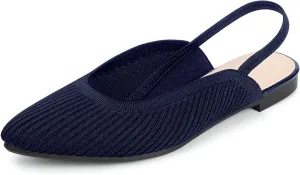 MUSSHOE Slingback Flats for Women Pointed Toe Flats for Women Dressy Comfort Work Office Shoes for Women