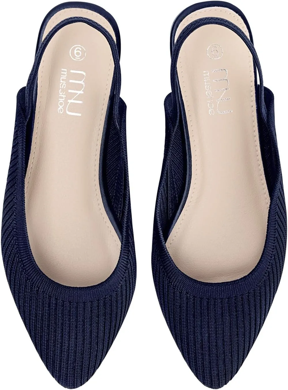 MUSSHOE Slingback Flats for Women Pointed Toe Flats for Women Dressy Comfort Work Office Shoes for Women