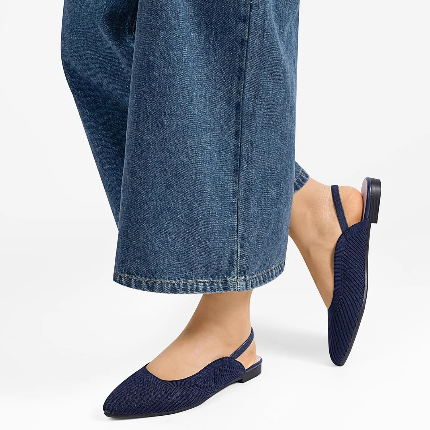 MUSSHOE Slingback Flats for Women Pointed Toe Flats for Women Dressy Comfort Work Office Shoes for Women