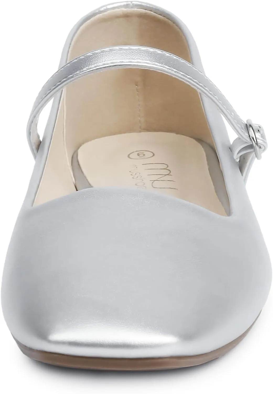 MUSSHOE Womens Ballet Mary Jane Flats Shoes Adjustable Strap Comfortable Square Closed Toe Versatile Chic Footwear with Latex Insole