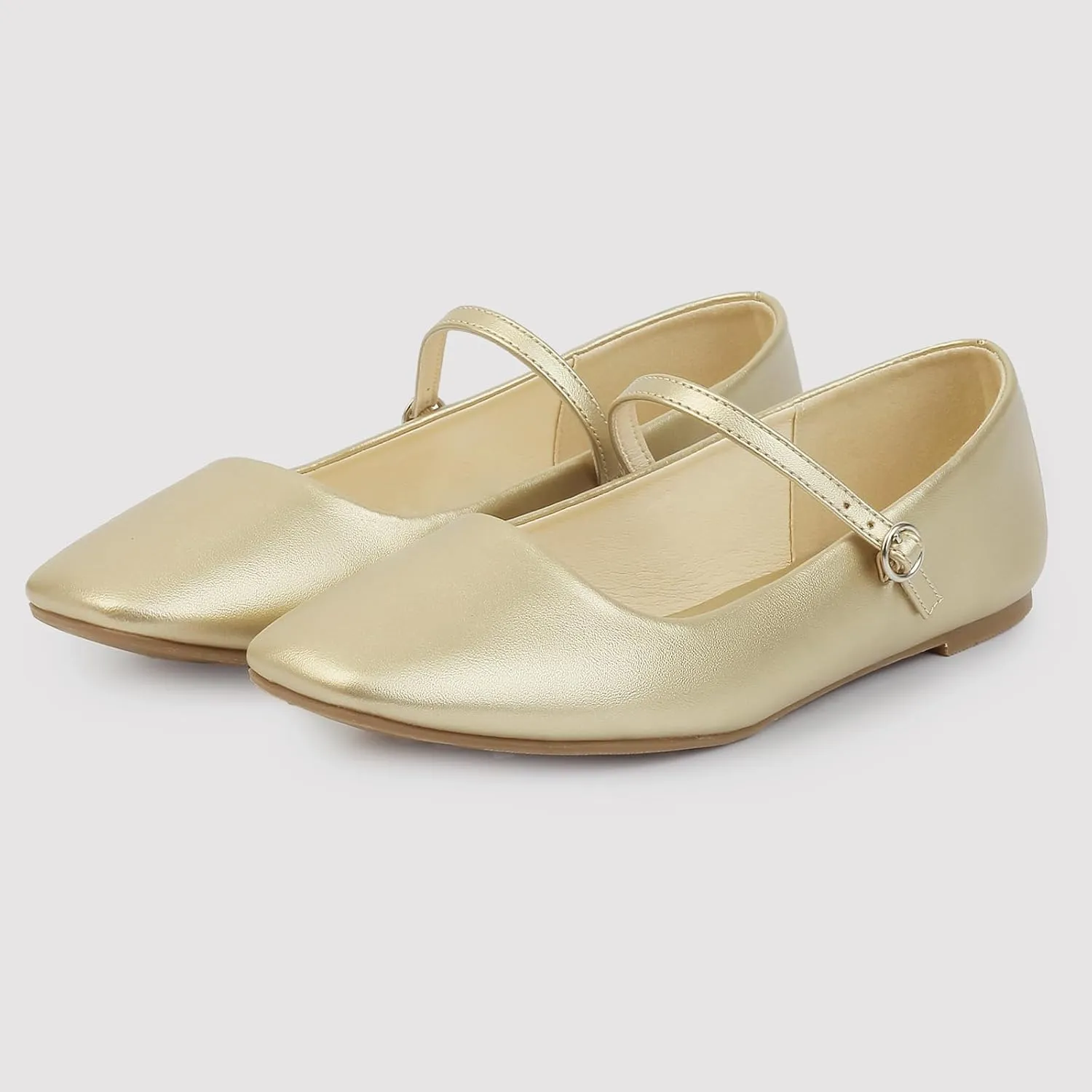 MUSSHOE Womens Ballet Mary Jane Flats Shoes Adjustable Strap Comfortable Square Closed Toe Versatile Chic Footwear with Latex Insole