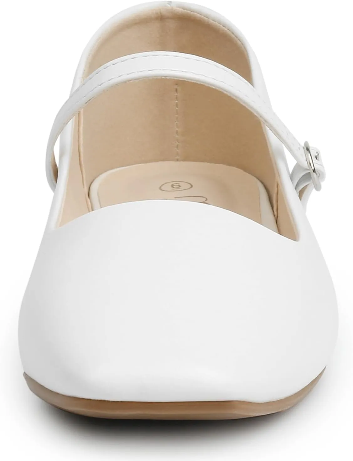 MUSSHOE Womens Ballet Mary Jane Flats Shoes Adjustable Strap Comfortable Square Closed Toe Versatile Chic Footwear with Latex Insole