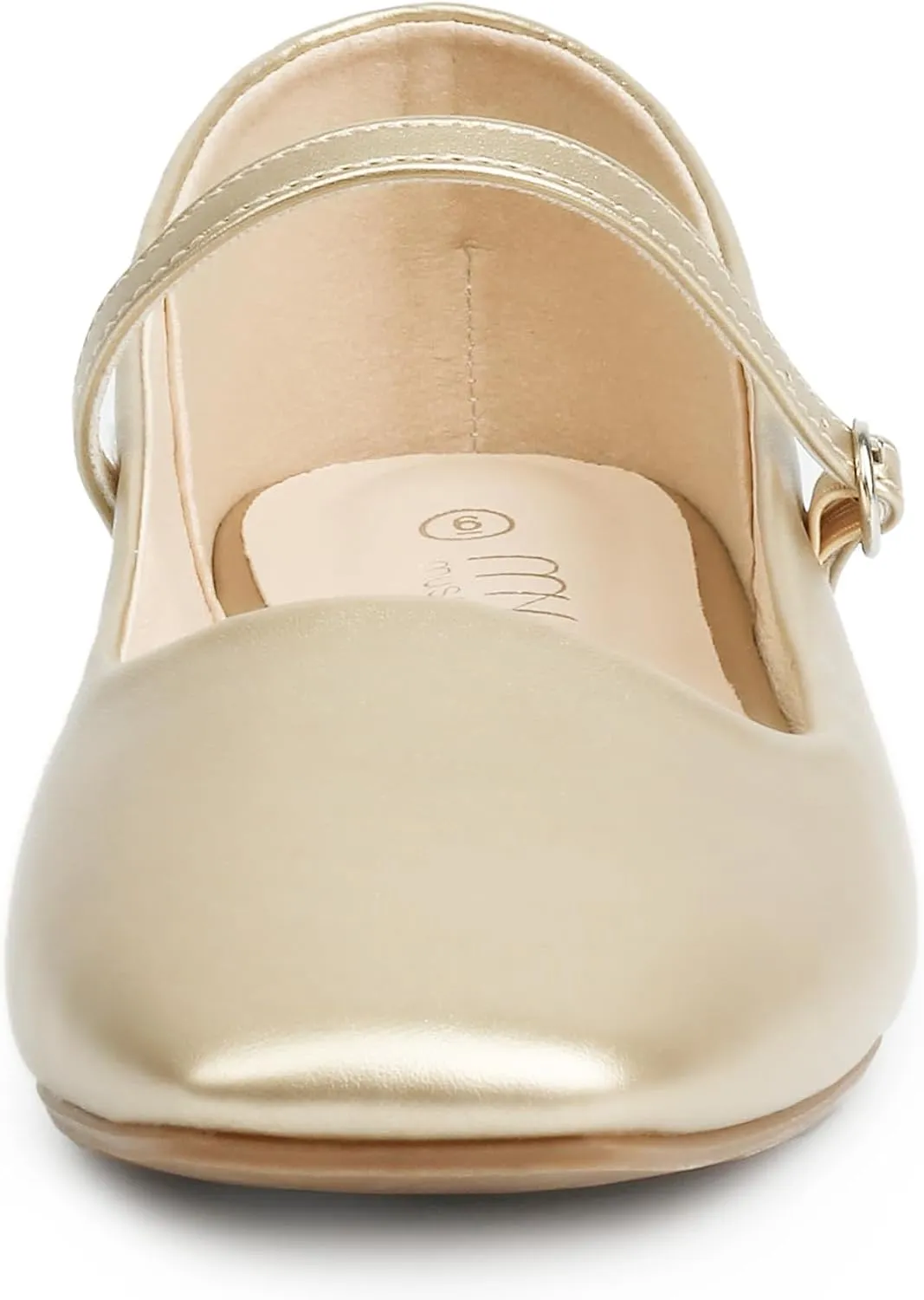 MUSSHOE Womens Ballet Mary Jane Flats Shoes Adjustable Strap Comfortable Square Closed Toe Versatile Chic Footwear with Latex Insole