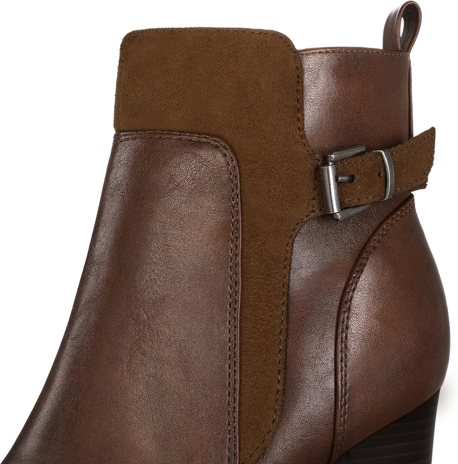 mysoft Women's Ankle Boots Chunky Stacked Heel Zipper Booties - Available in Wide Sizes