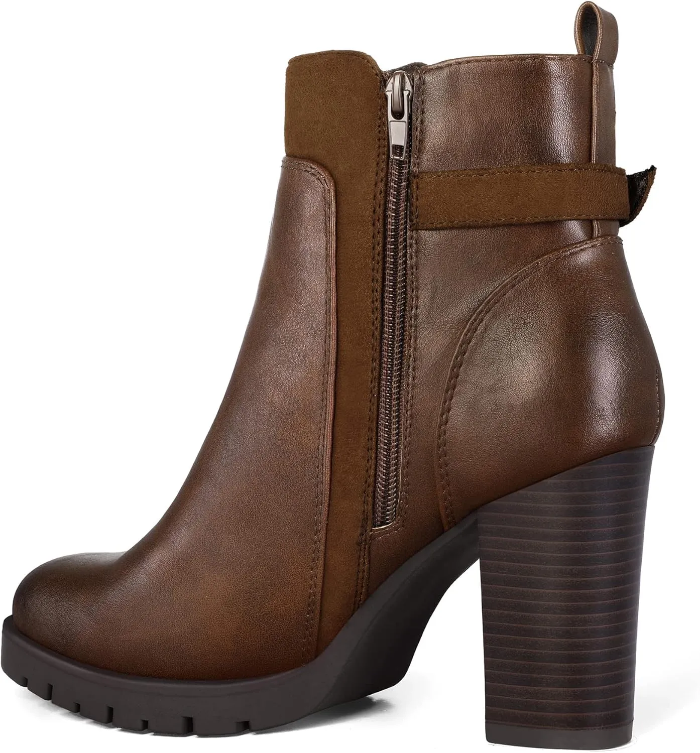 mysoft Women's Ankle Boots Chunky Stacked Heel Zipper Booties - Available in Wide Sizes