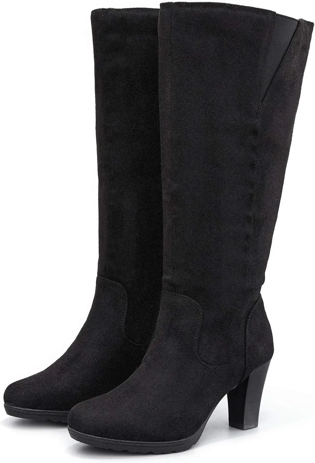 mysoft Women's Knee High Boots Chunky Heel Boots with Zipper