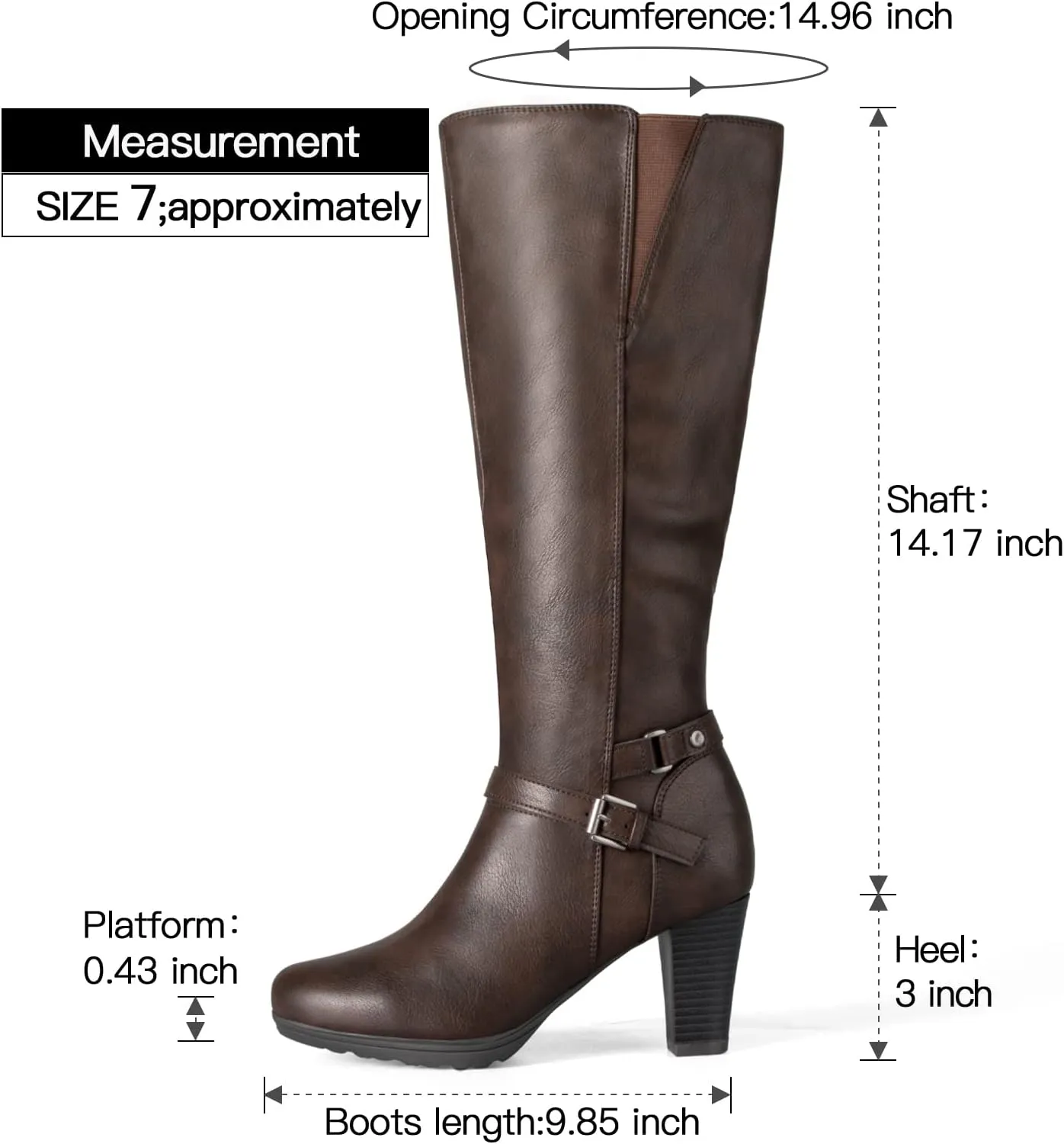 mysoft Women's Knee High Boots Chunky Heel Boots with Zipper