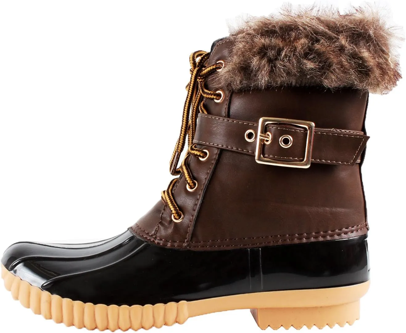 Nature Breeze Duck-01 Women's Chic Lace Up Buckled Duck Waterproof Snow Boots